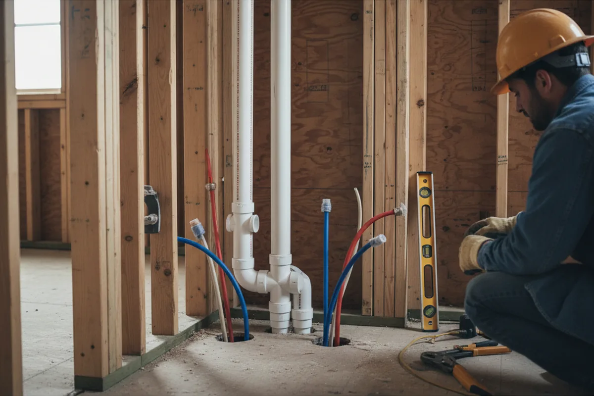 Drain and supply rough-in during Garbage Disposal Repair in Jones