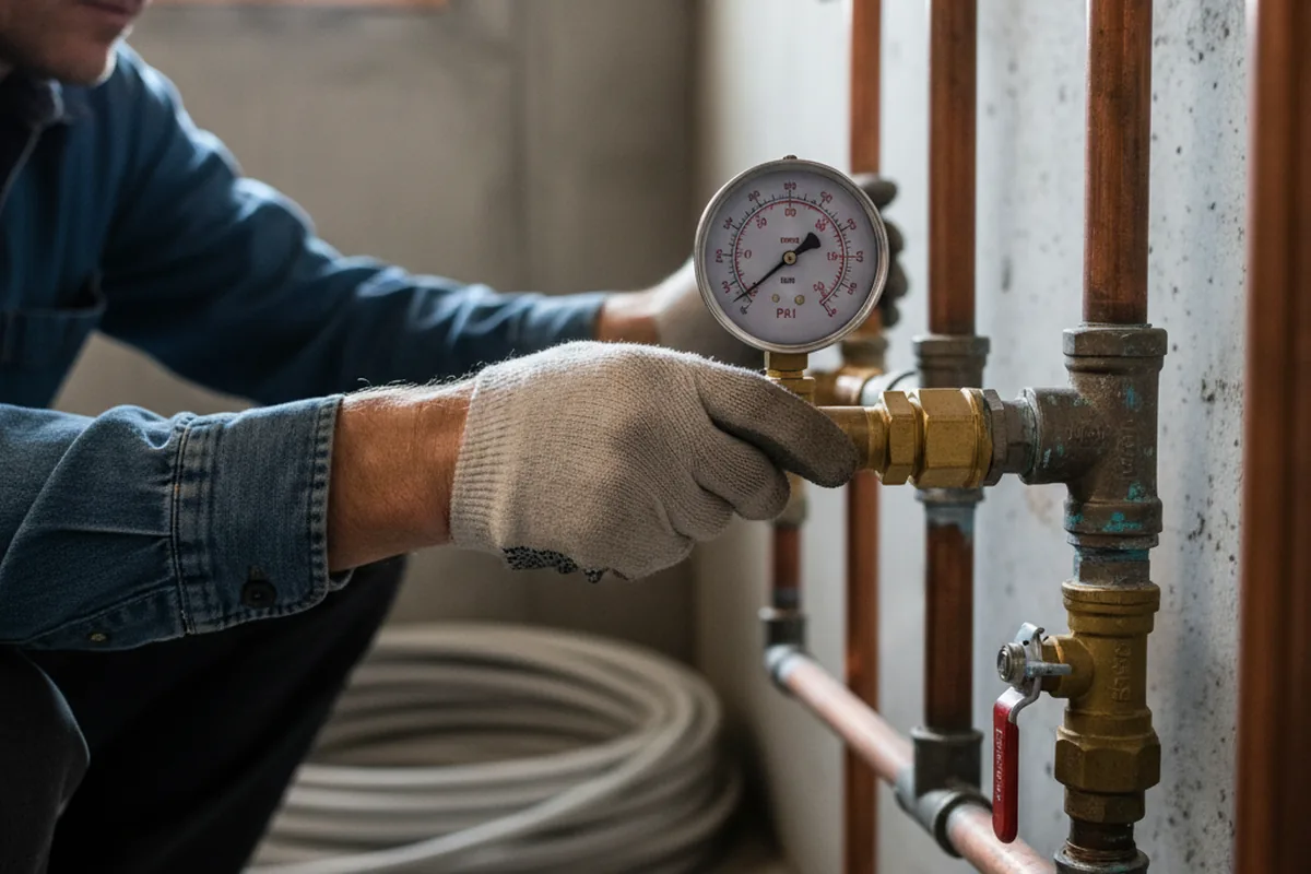 Pressure testing a repaired line during Water Line Repair in Jones